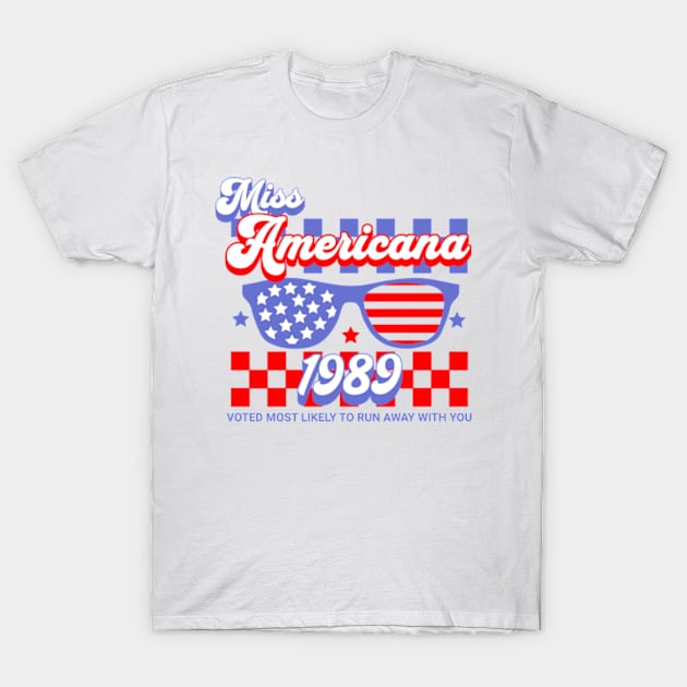 Americana 1989 Patriotic Sunglasses T-Shirt by MalibuSun